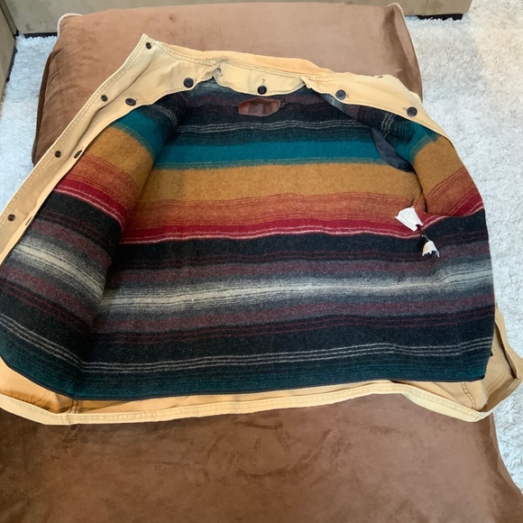 Woolrich Tan M Canvas Coat with removable blanket lining Vintage Classic - Picture 6 of 12